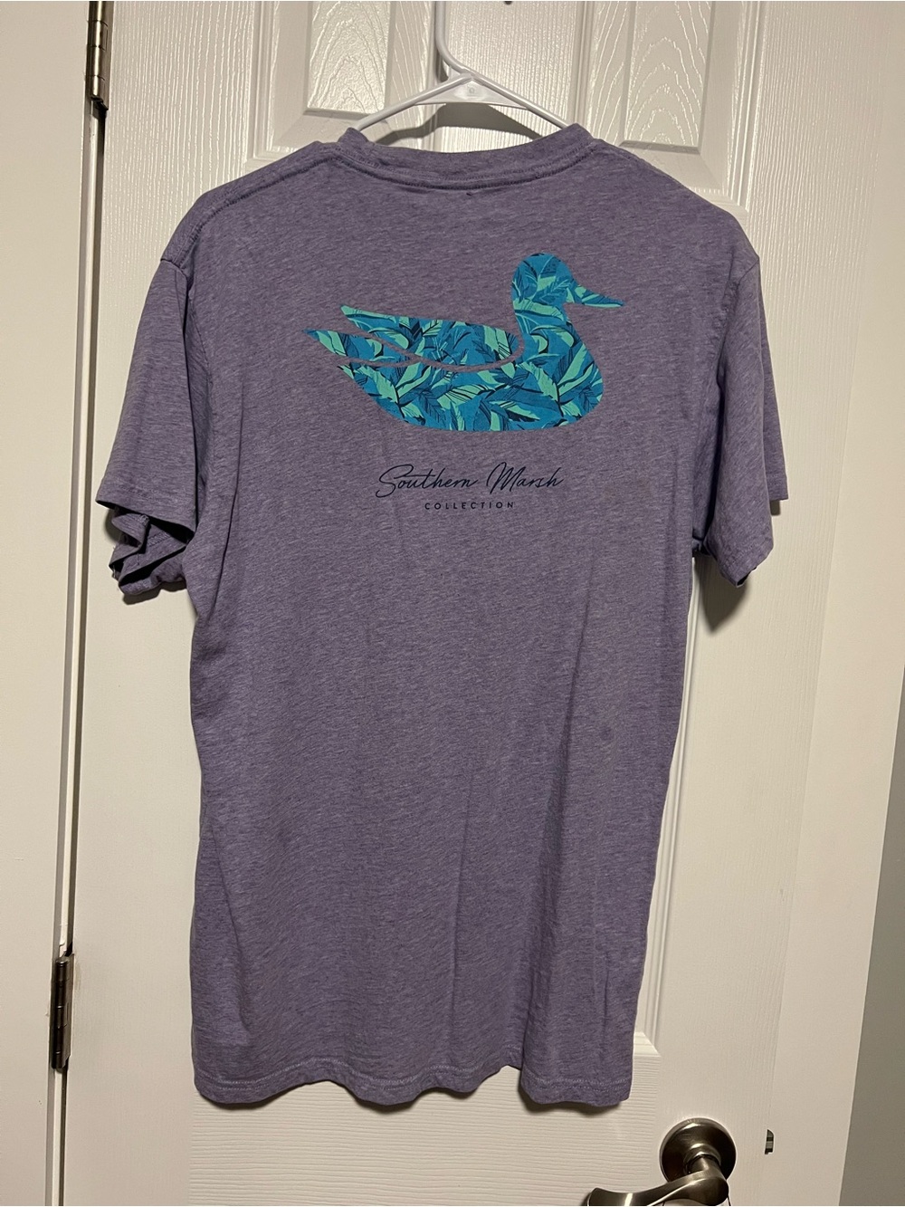 Southern Marsh Purple Short-Sleeve Tee with Teal Leaf Duck Graphic
